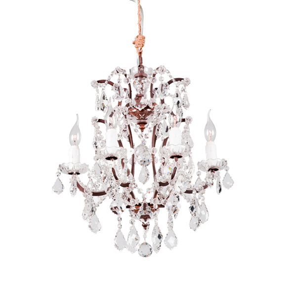 Crystal Small Chandelier in Antique Rust 2x.