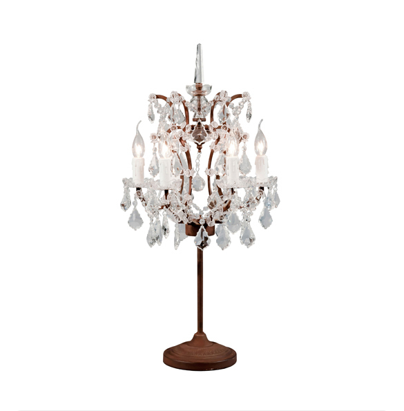 Crystal Table Lamp in Antique Rust 2x.