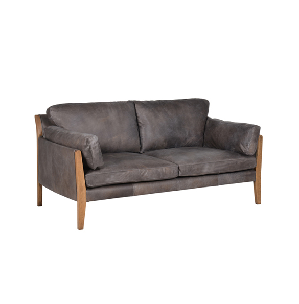 Loffee Two Seater in Destroyed Black and Weathered Oak 1X