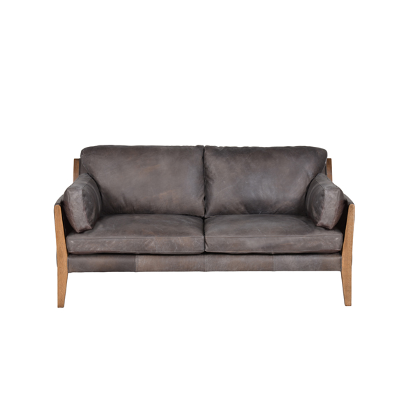 Loffee Two Seater in Destroyed Black and Weathered Oak 3
