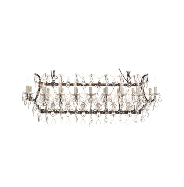 Crystal Large Rectangle Chandelier in Antique Rust 2