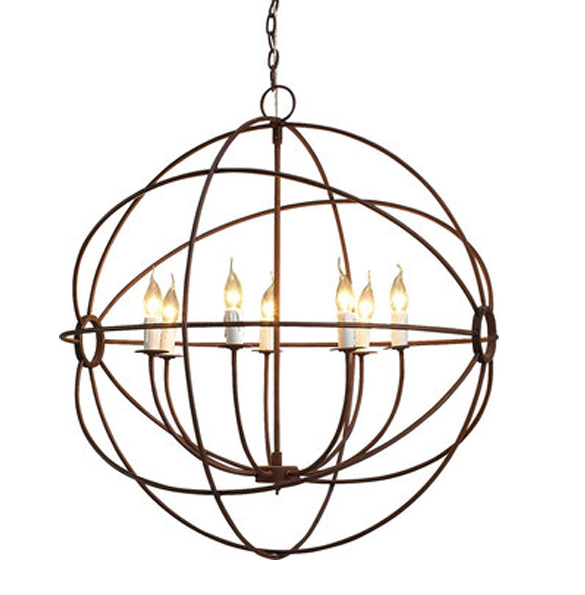 Gyro Medium Chandelier in Antique Rust.