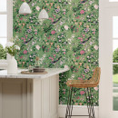 chinoiserie hall chinese green lotus pink wallpaper